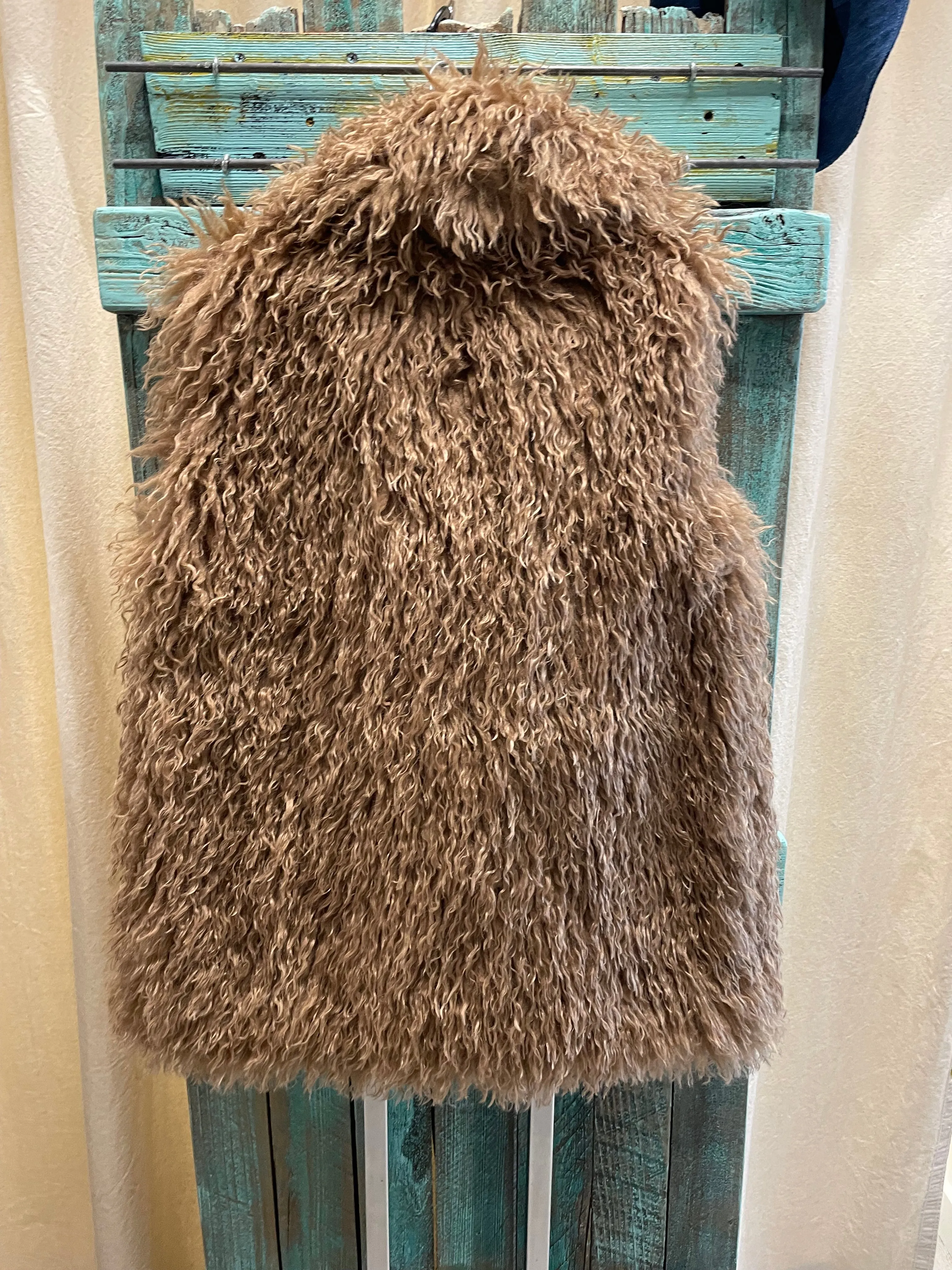 Mongolian Fur Long Vest in Black