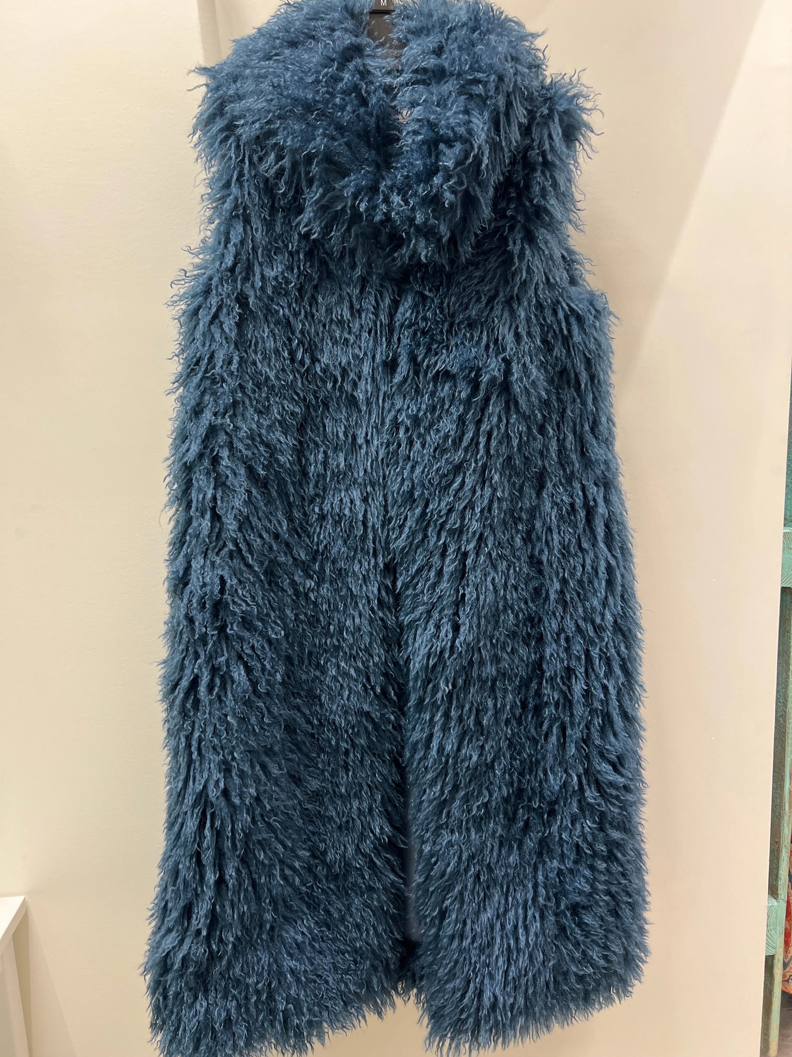 Mongolian Fur Long Vest in Black