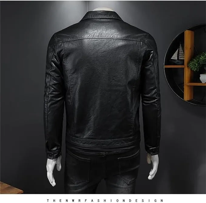 Motorcycle Faux Leather Jacket Men's Black Jaqueta De Couro Masculina Outwear Male PU Leather Coats M S4787837