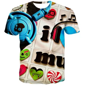 Music T shirts Men Instrument T-shirts 3d Retro Tshirts Cool Electronic Tshirts Novelty