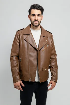 Nash Men's Vegan Faux Leather Jacket Camel (POS)