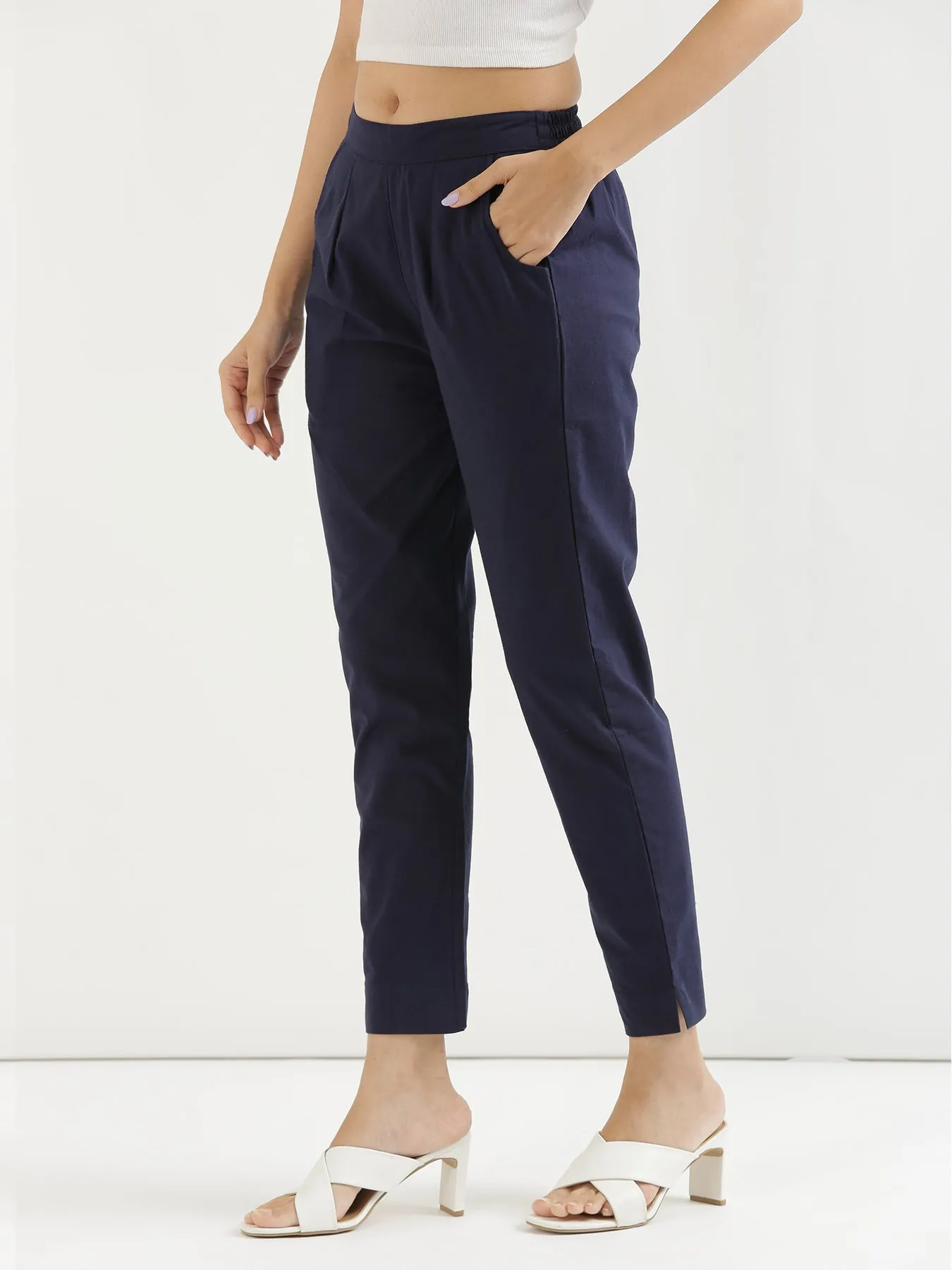 Navy Blue Cotton Pant