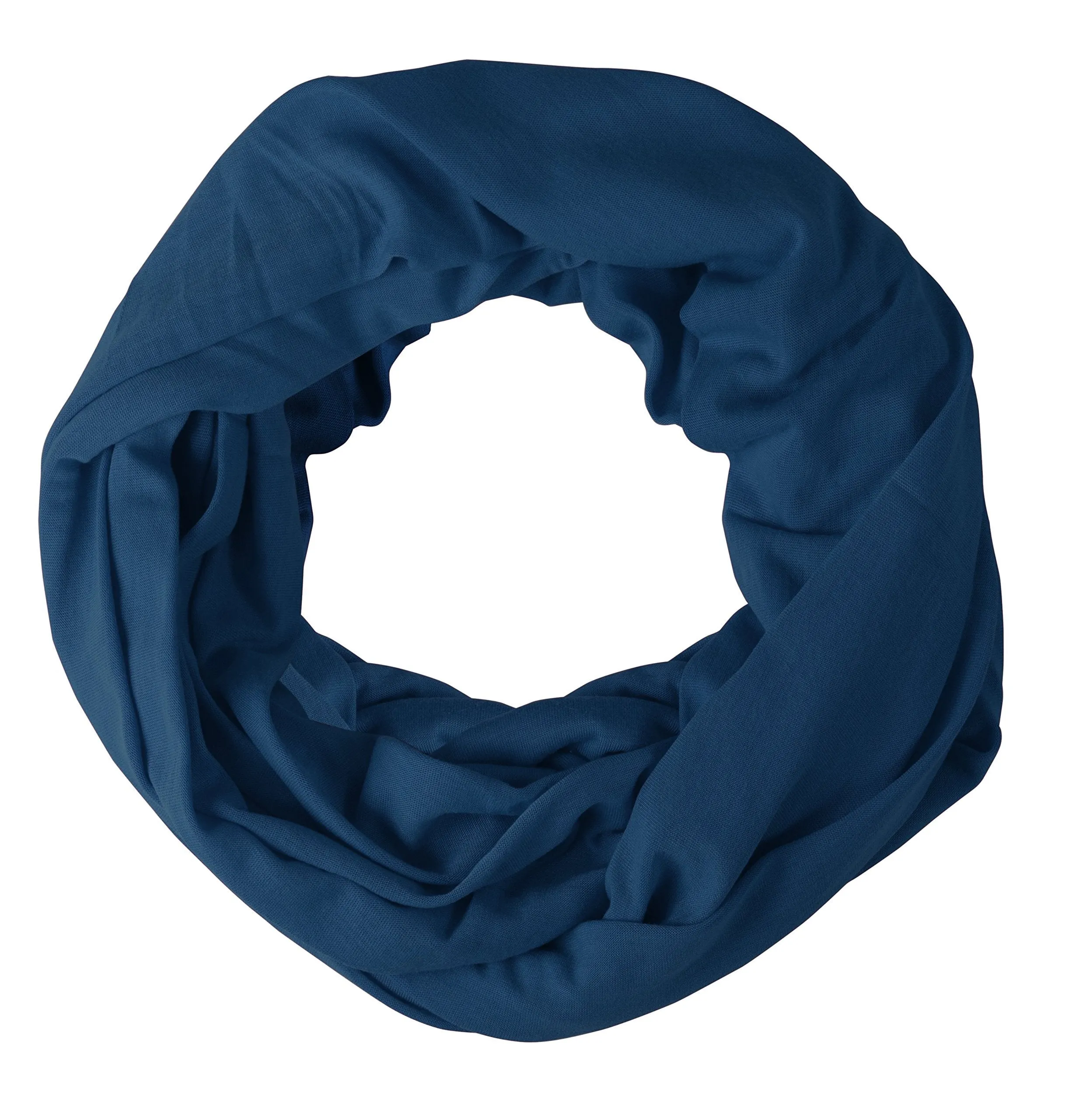 Navy Blue Peach Couture Cotton Soft Touch Vivid Colors Lightweight Jersey Knit Infinity Loop Scarf