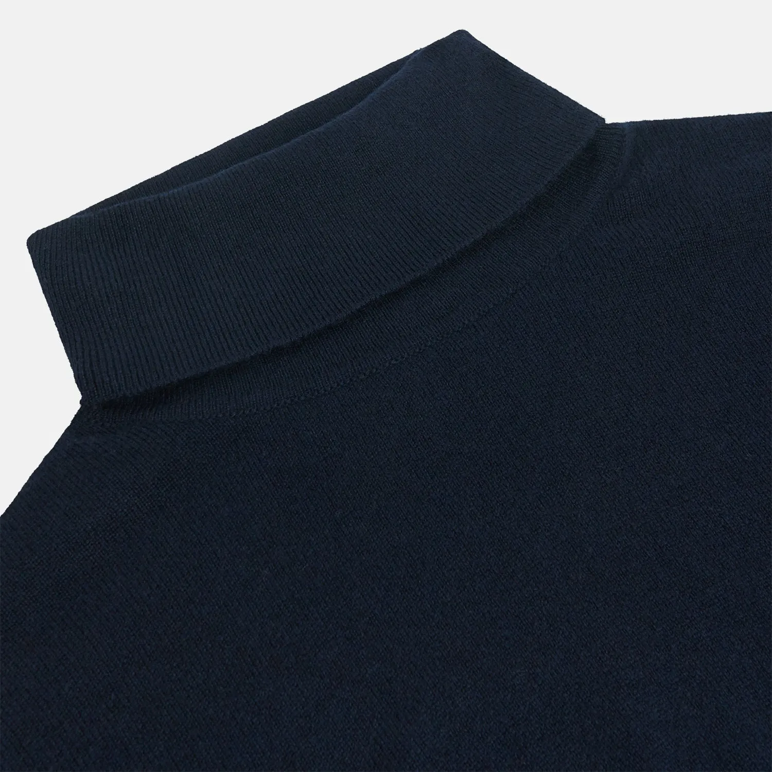 Navy Cashmere Roll Neck Jumper