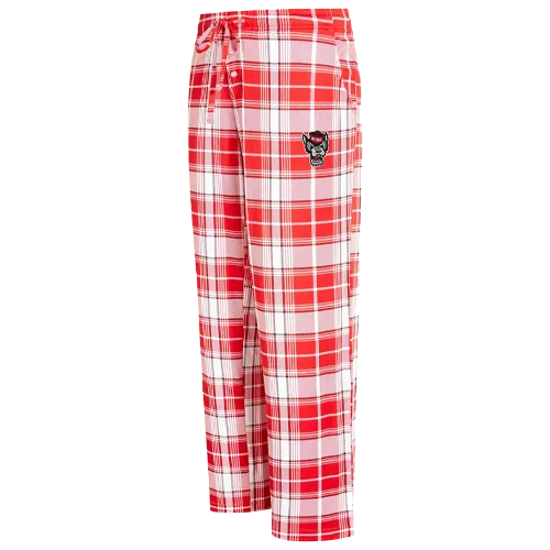 NC State Wolfpack Ladies Red and White Wolfhead Plaid Knit Pants