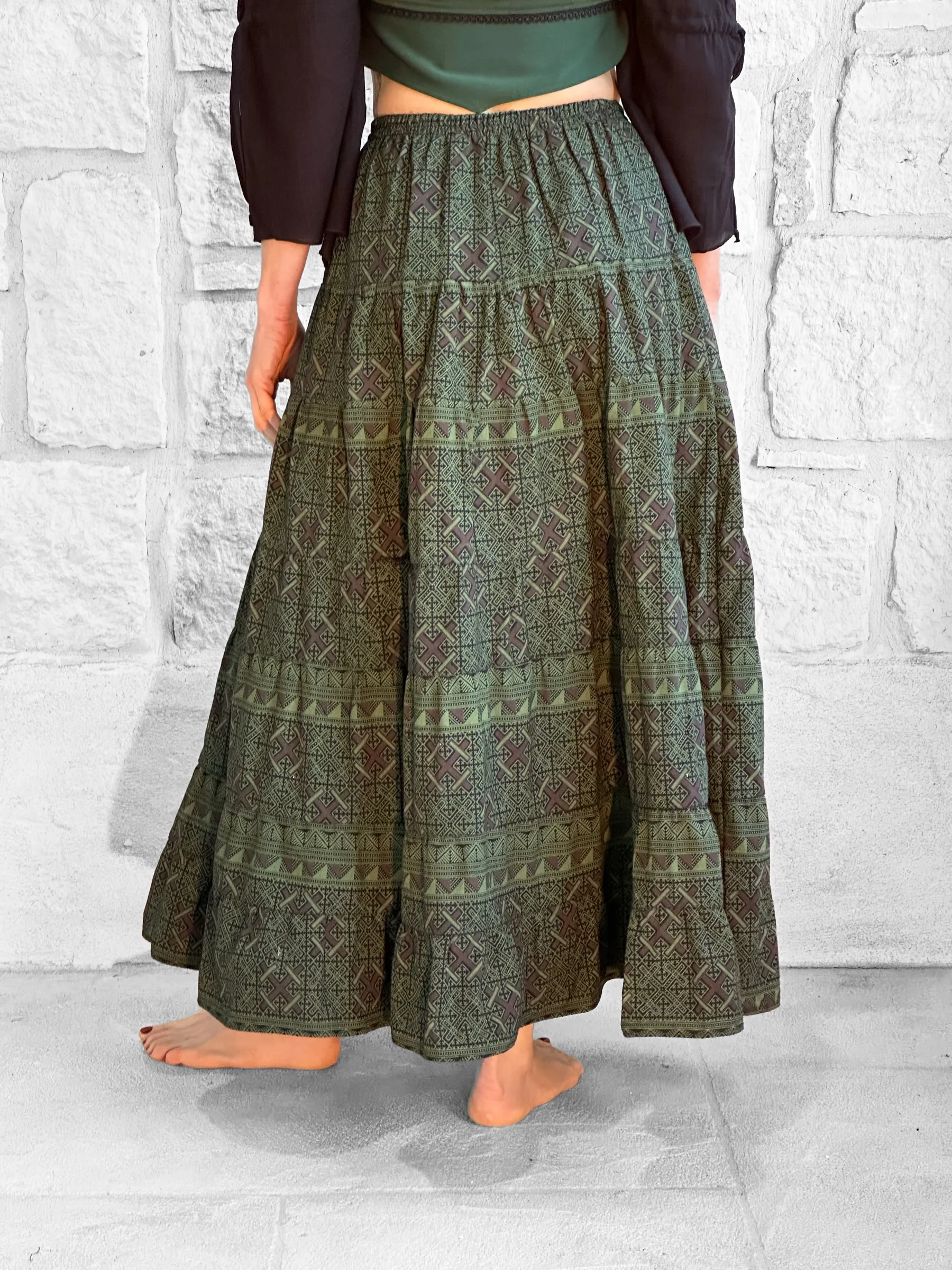 'Nomad' Long Skirt - Green