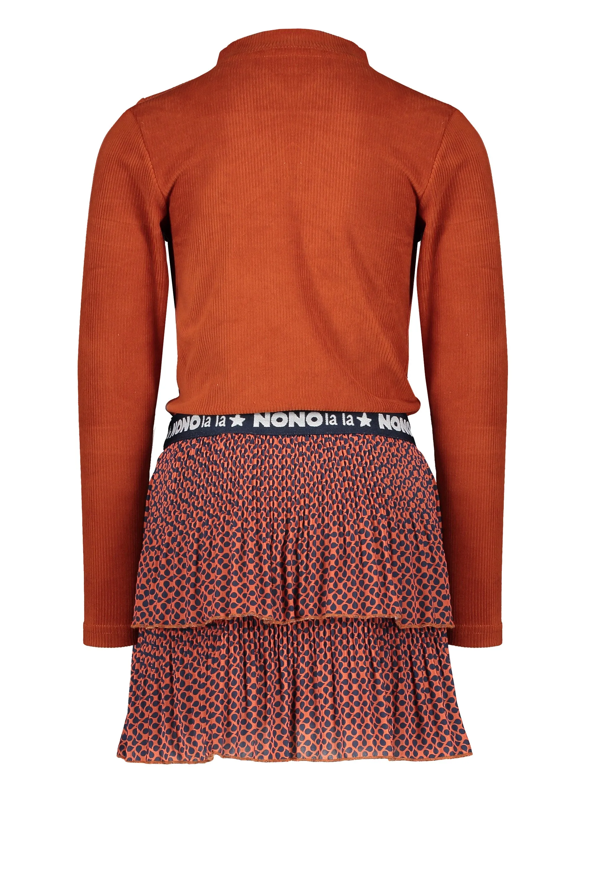 NoNo Mika combi dress with velours ribbed top woven layered skirt