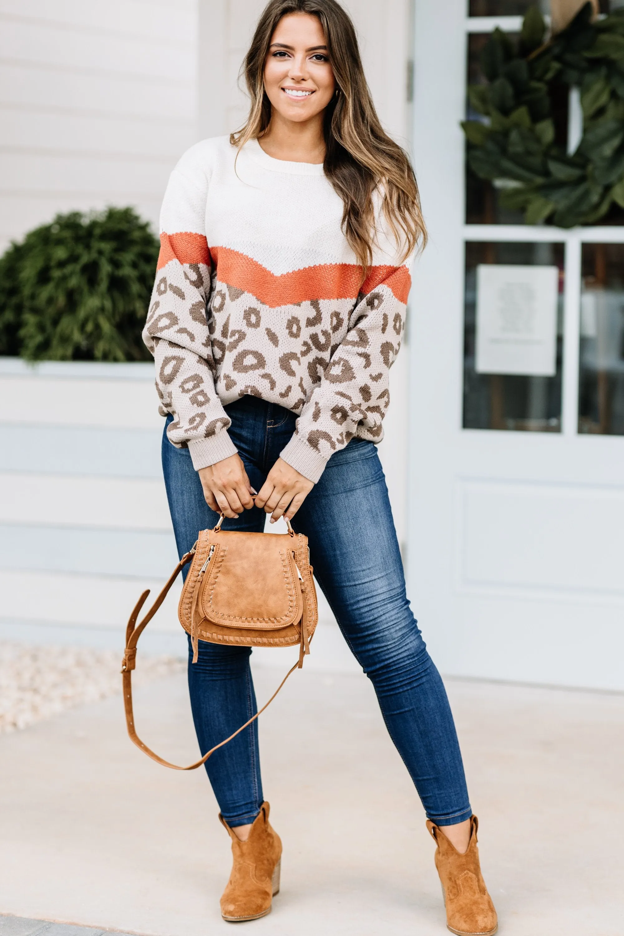 Now We Know Mocha Brown Leopard Sweater