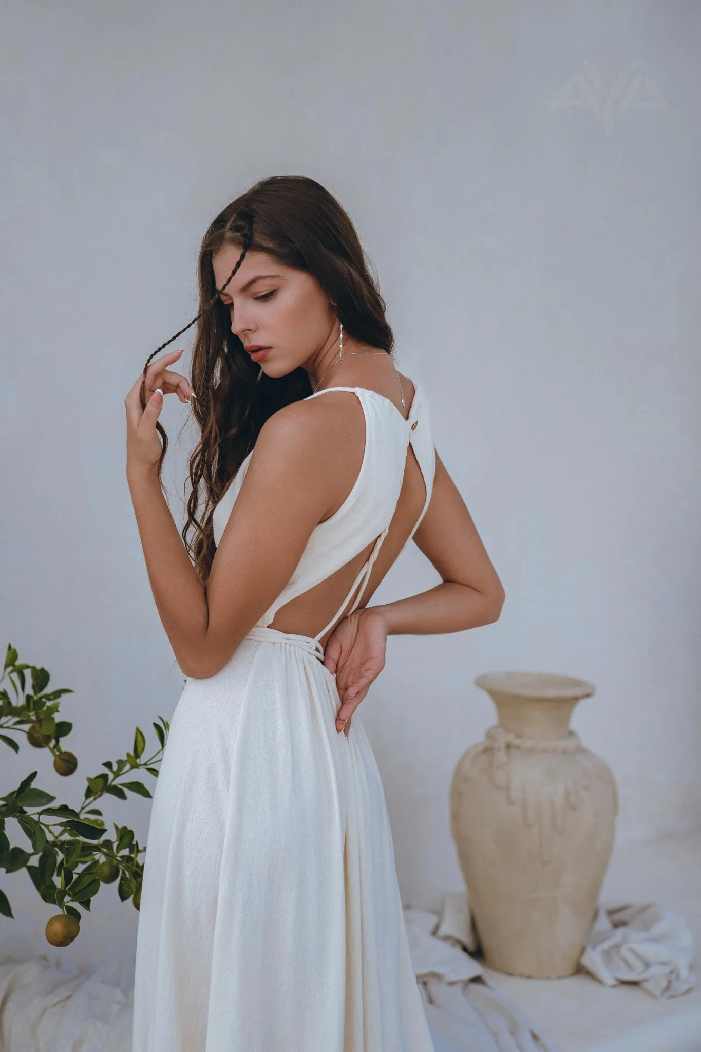 Off-White Simple Boho Wedding Dress