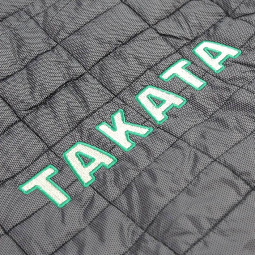 Official Takata Grey Zip-Up Puffer Jacket with Embroidered Logo - Medium