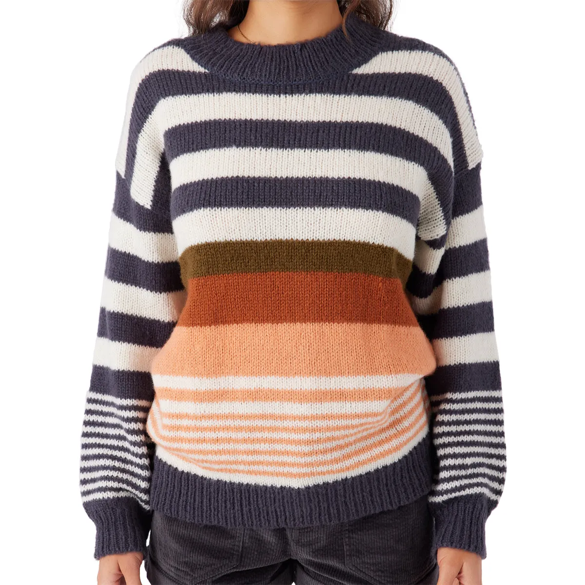 O'Neill Women's Billie Stripe Mock Neck Oversized Sweater