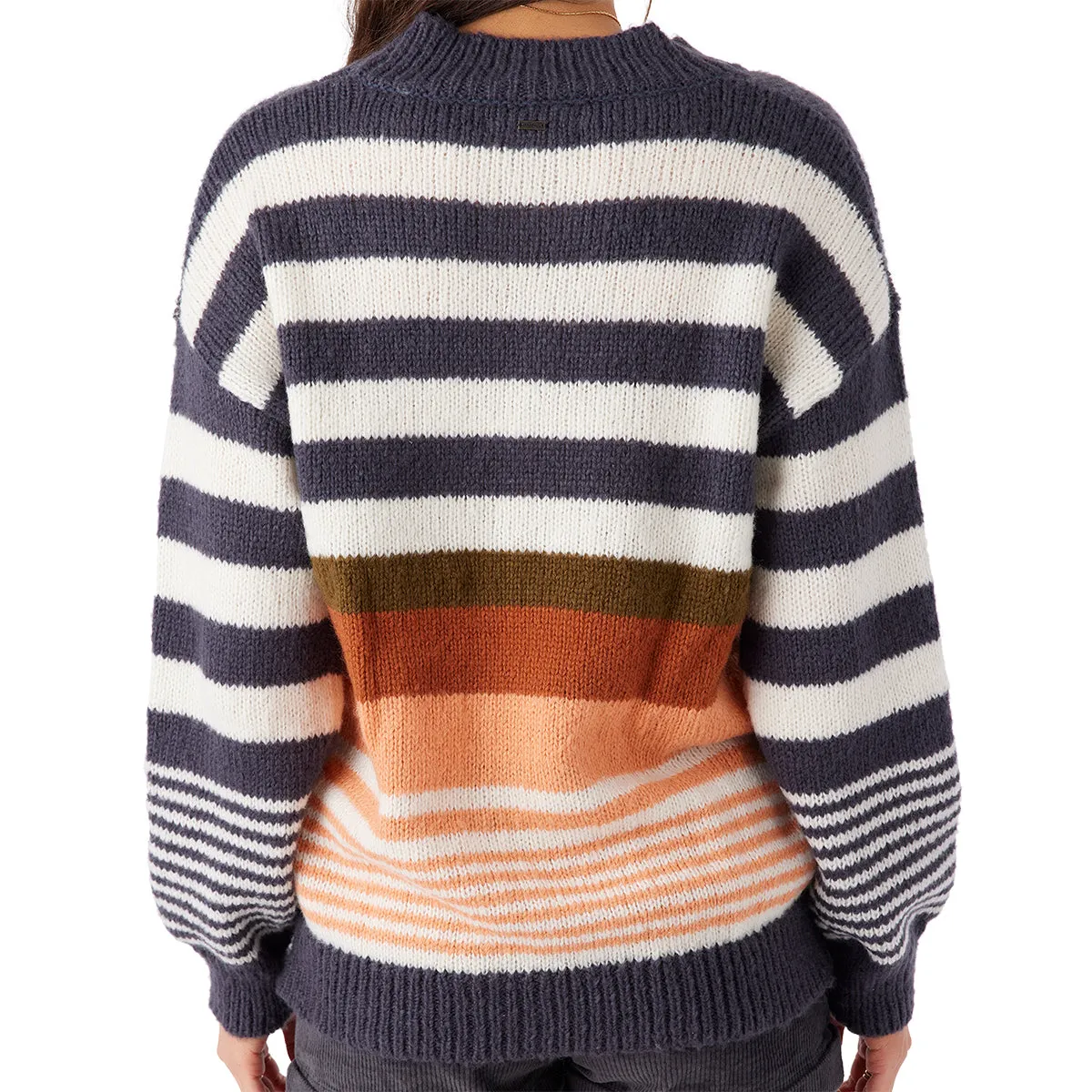 O'Neill Women's Billie Stripe Mock Neck Oversized Sweater