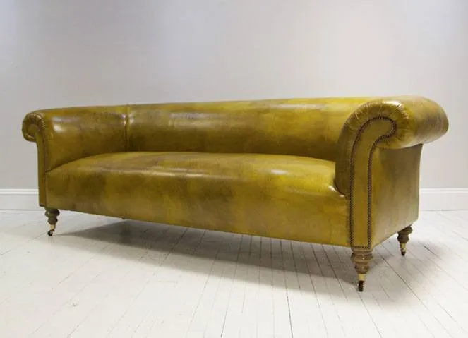 Our Goodrich Un-Buttoned Chesterfield Sofa in Golden Tan