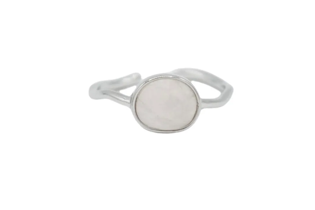 Oval Gemstone Ring Silver