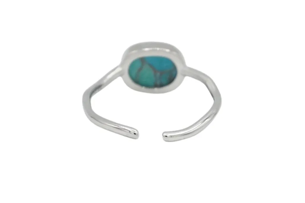 Oval Gemstone Ring Silver