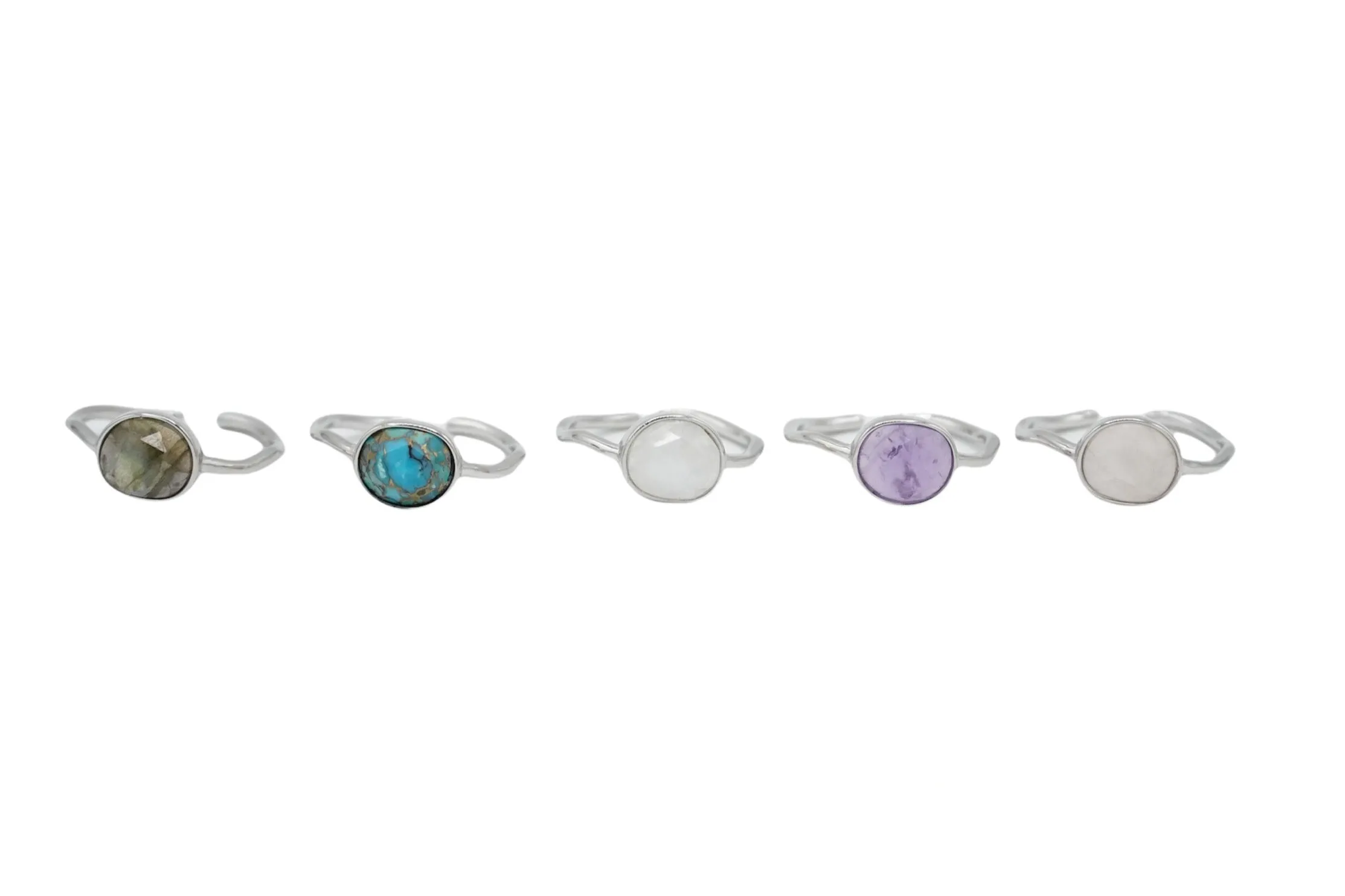 Oval Gemstone Ring Silver