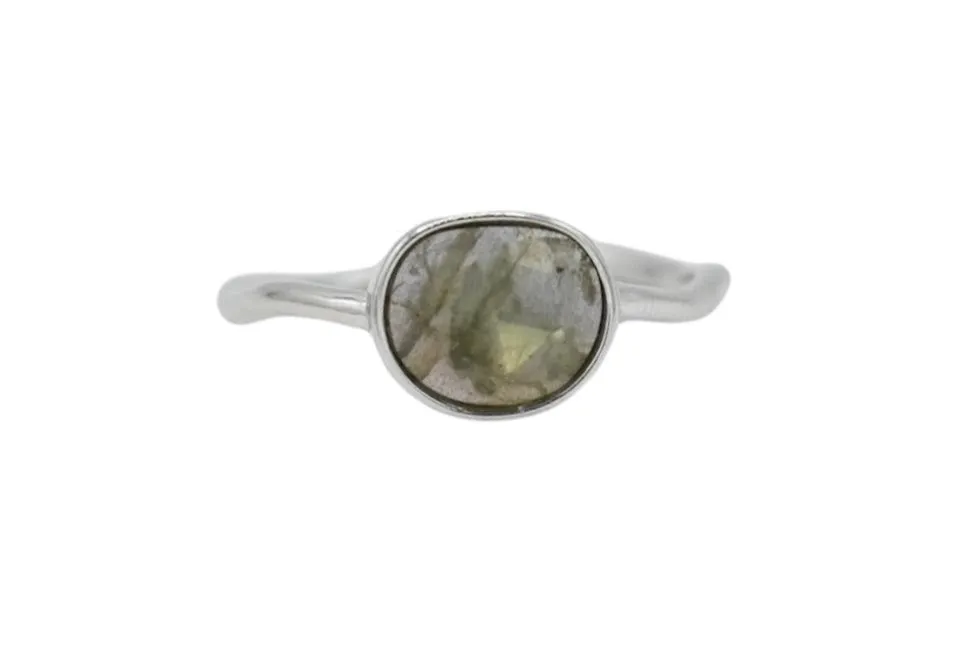 Oval Gemstone Ring Silver