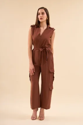 Overalls with Cargo Pockets Brown