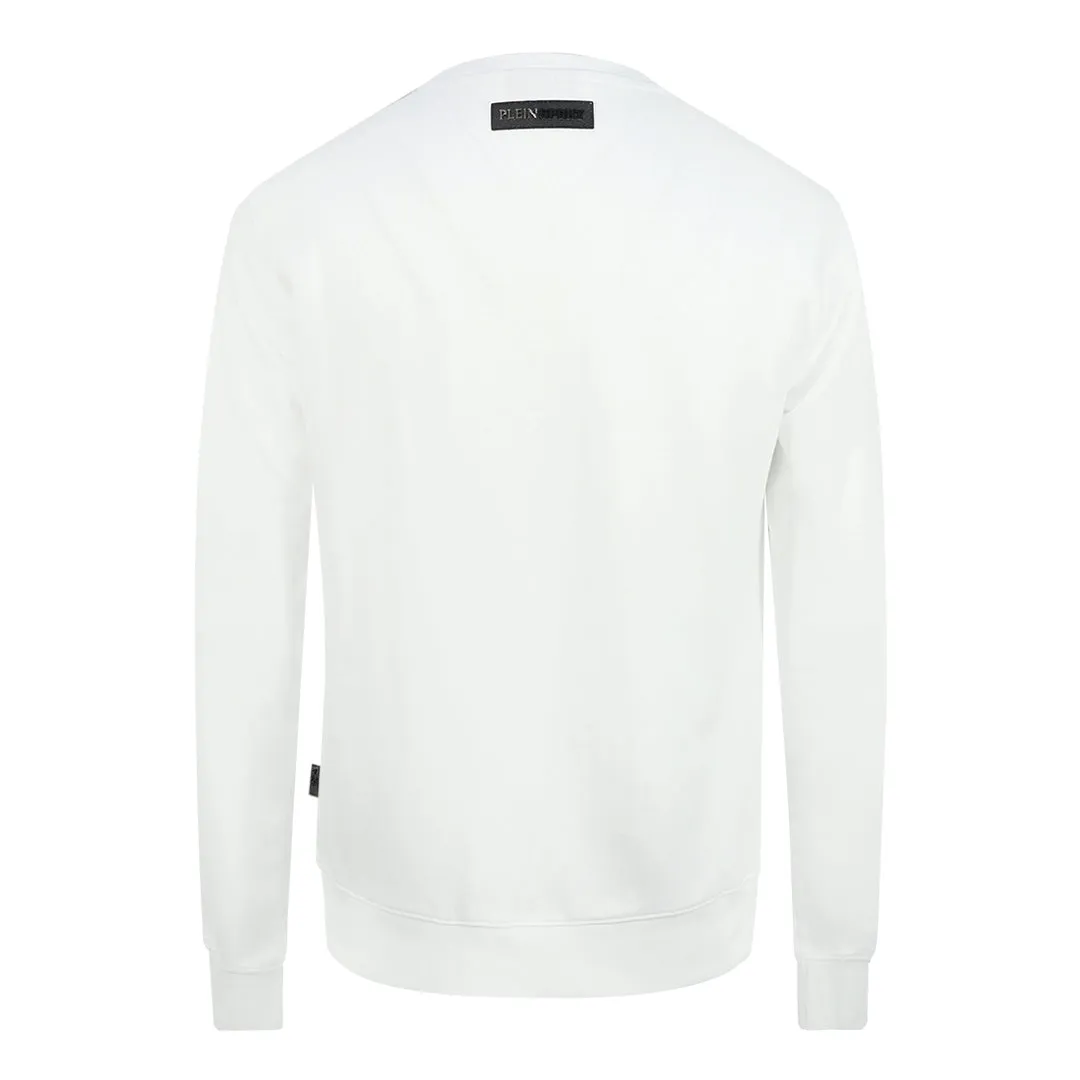 Philipp Plein Sport Blue Bold Logo White Jumper