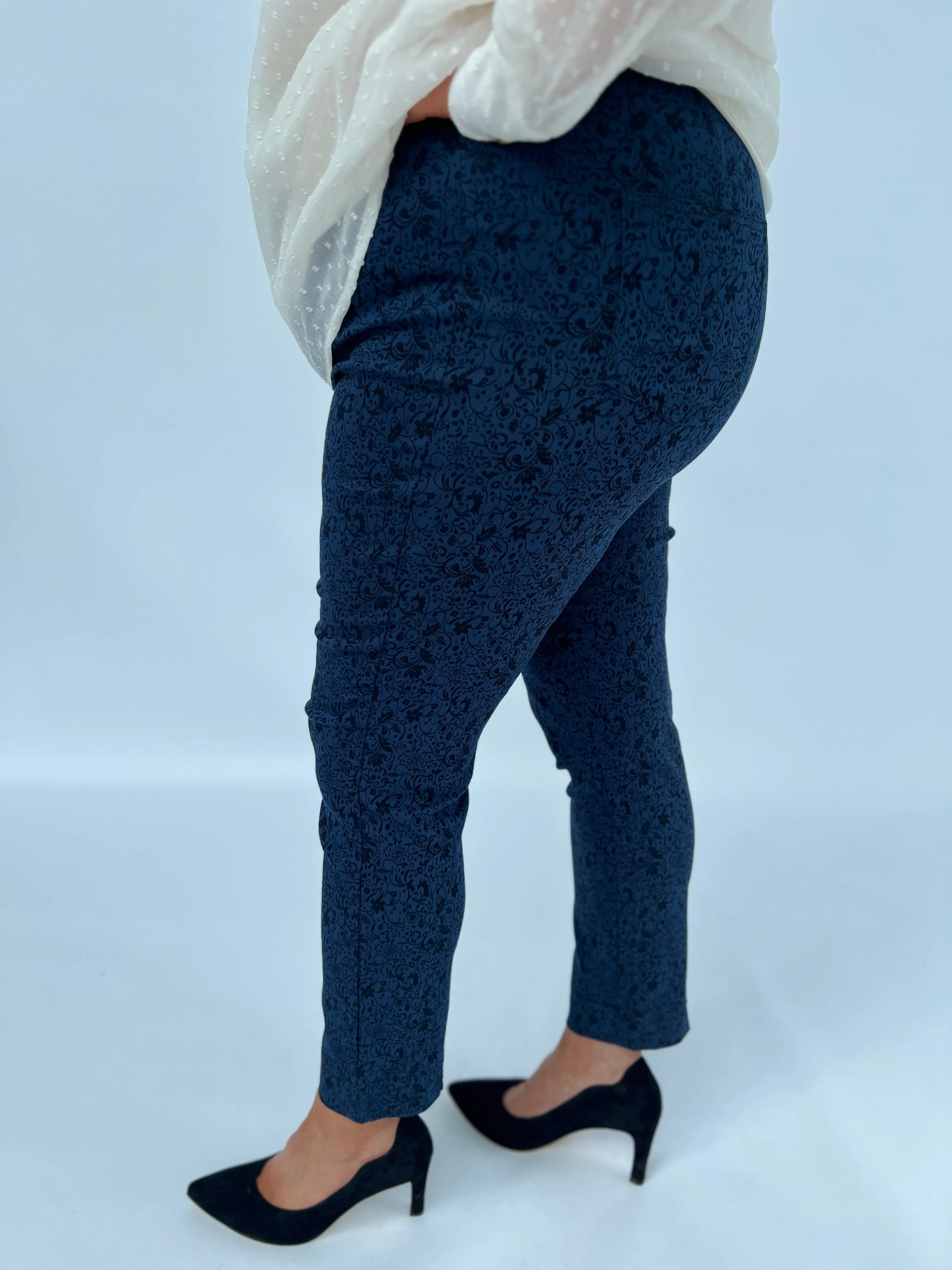 Pinns Jacquard Trousers in Navy