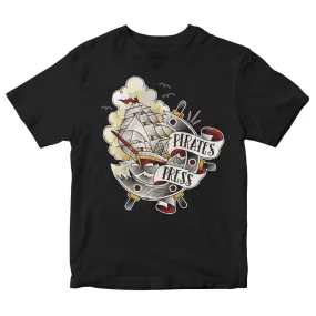 Pirates Press - Full Color Tattoo Ship - Black - T-Shirt