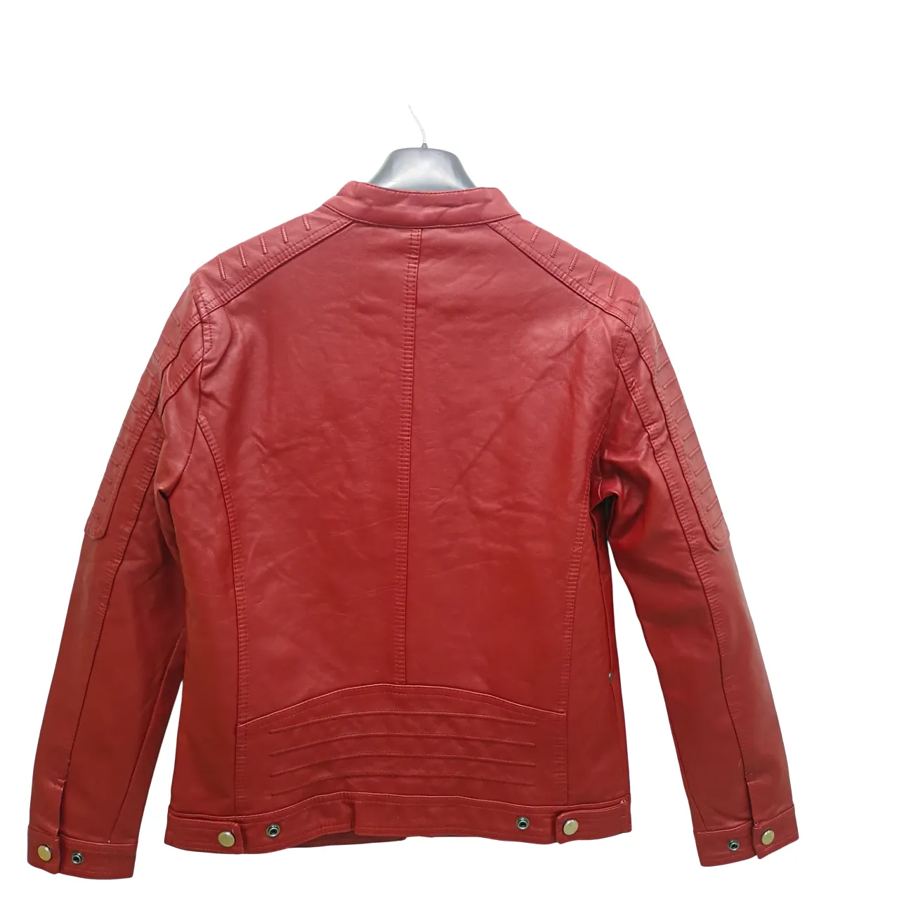 Point Leather Jacket Slim Fit Red