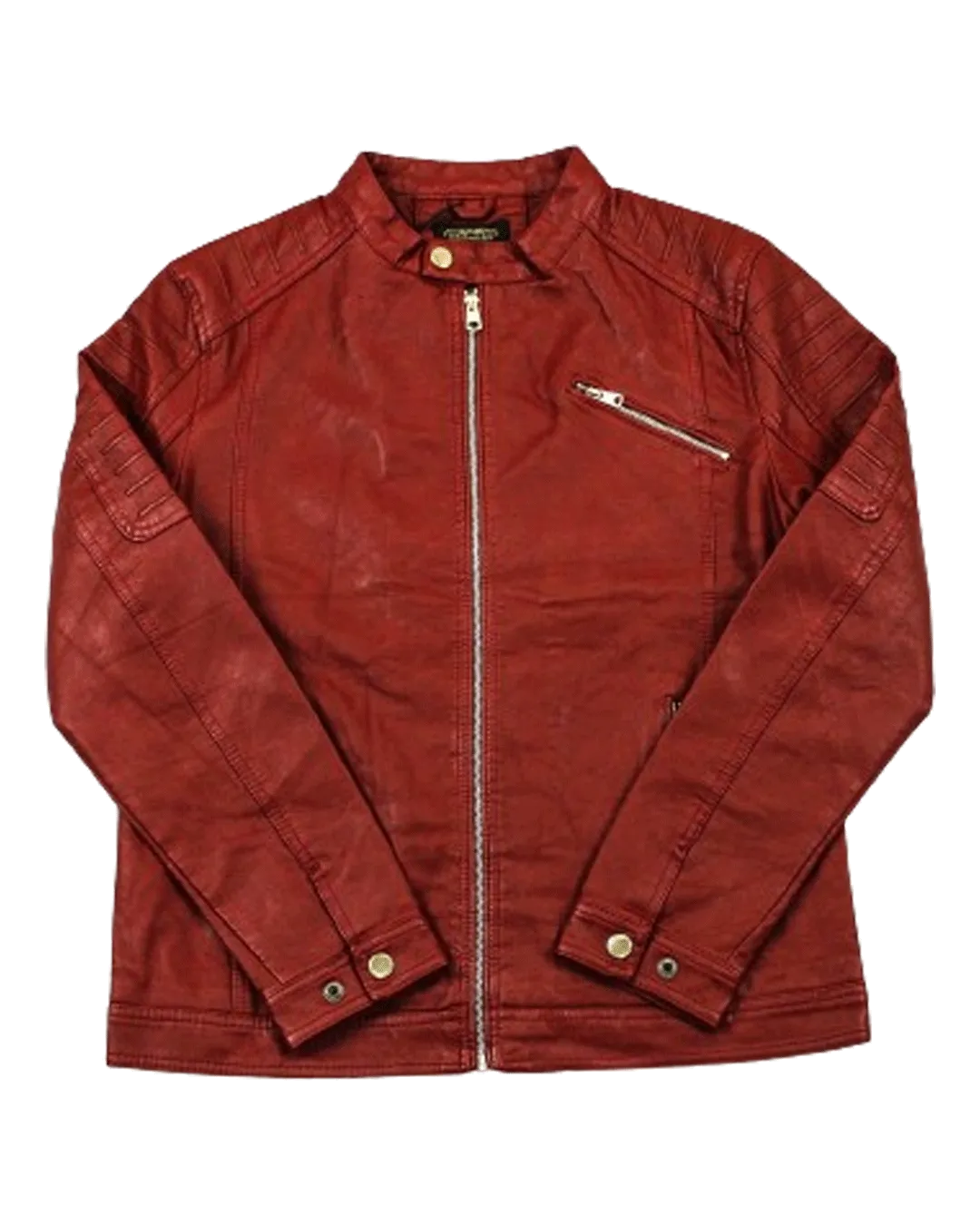 Point Leather Jacket Slim Fit Red