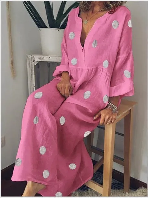 Polka Dot Kaftan Dress