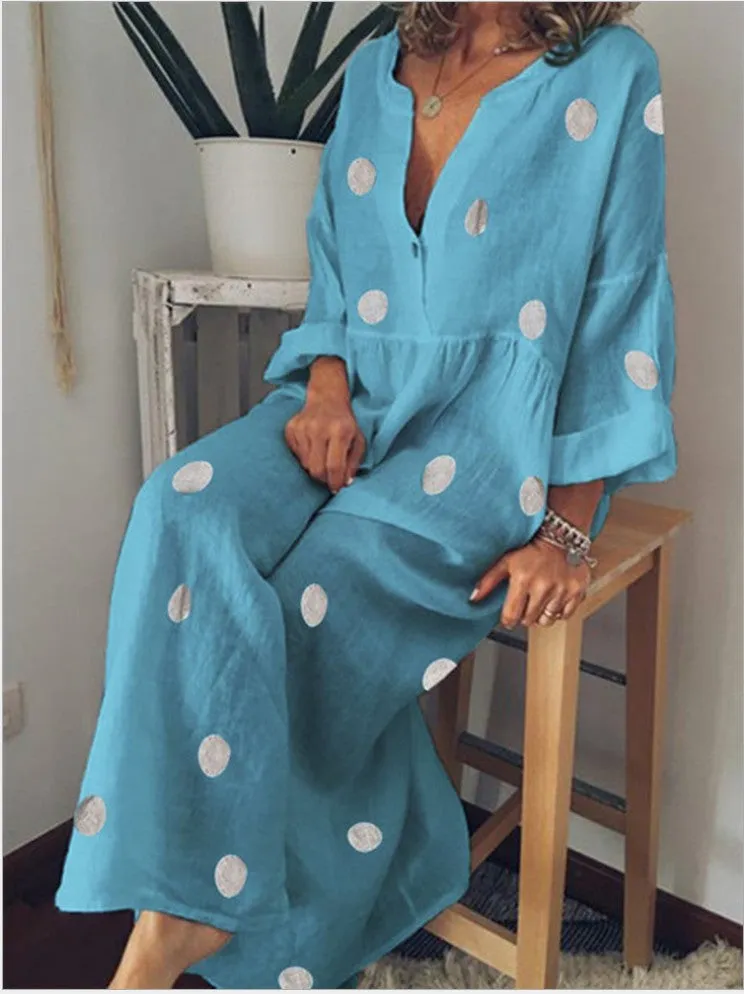 Polka Dot Kaftan Dress