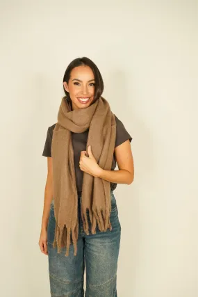 Polly Tassel Scarf In Taupe