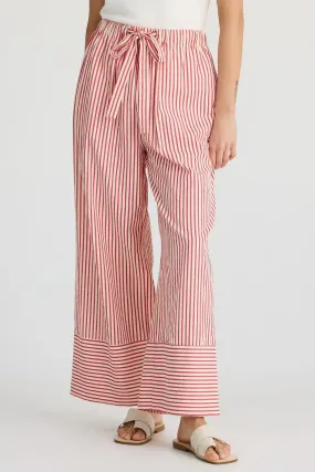 Portia Pant in White w Red Stripe