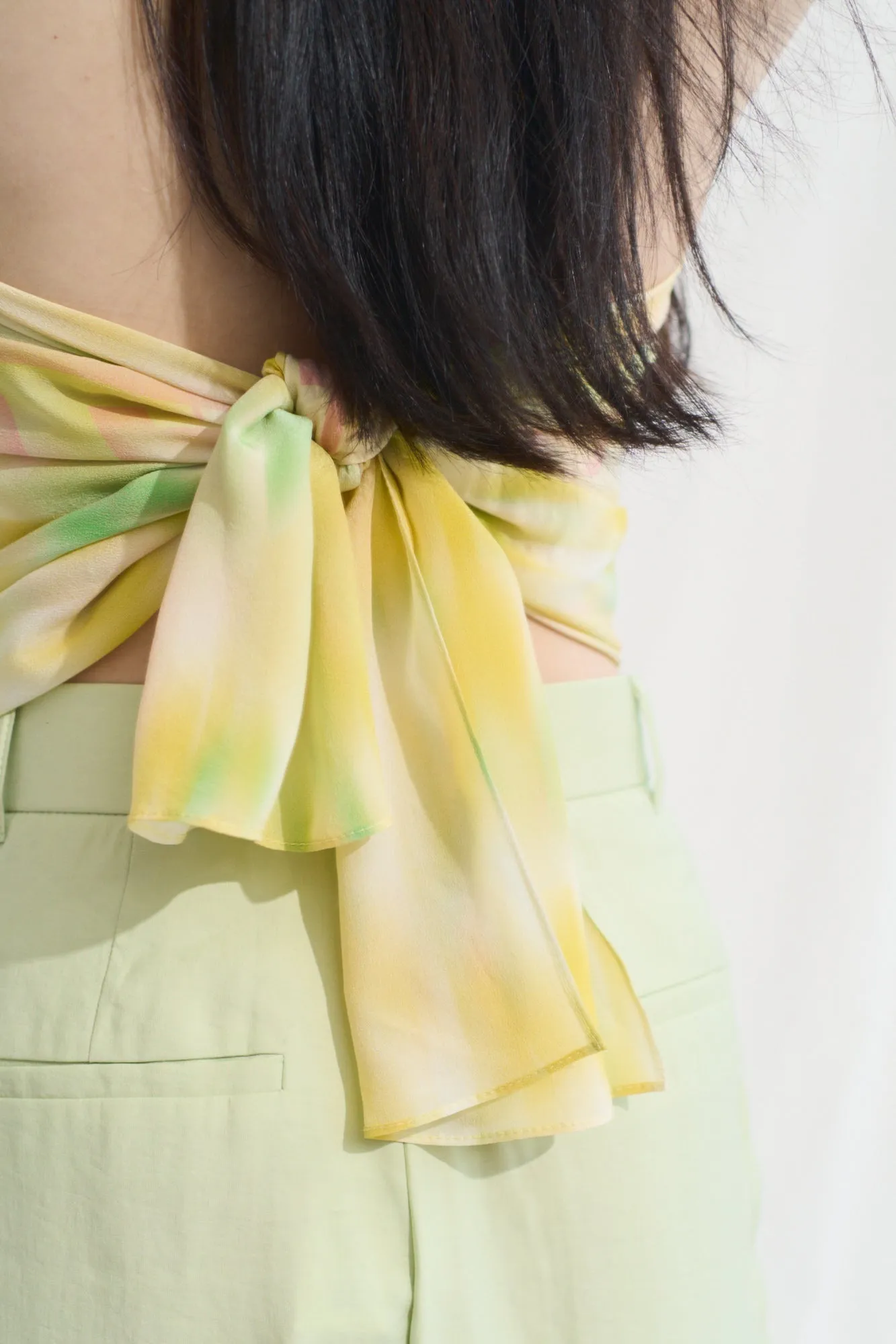 "Day Dream" Silk Long Scarf - Yellow