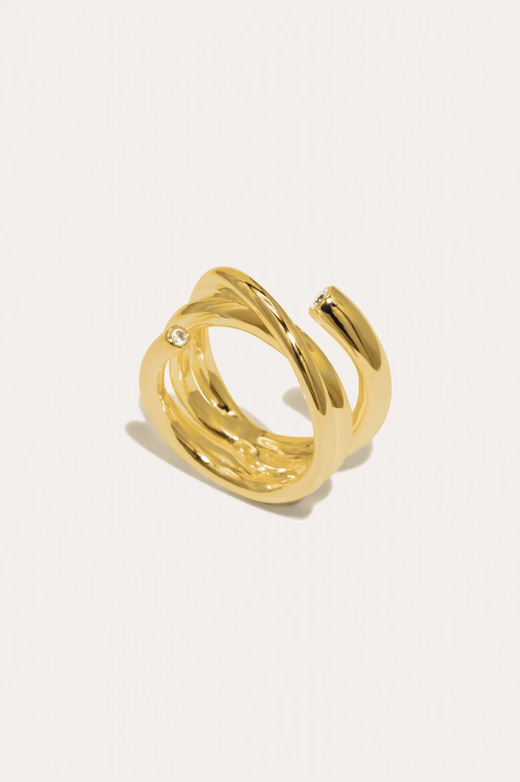 R2198 - Zirconia and Recycled Gold Vermeil Ring