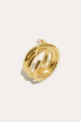 R2198 - Zirconia and Recycled Gold Vermeil Ring