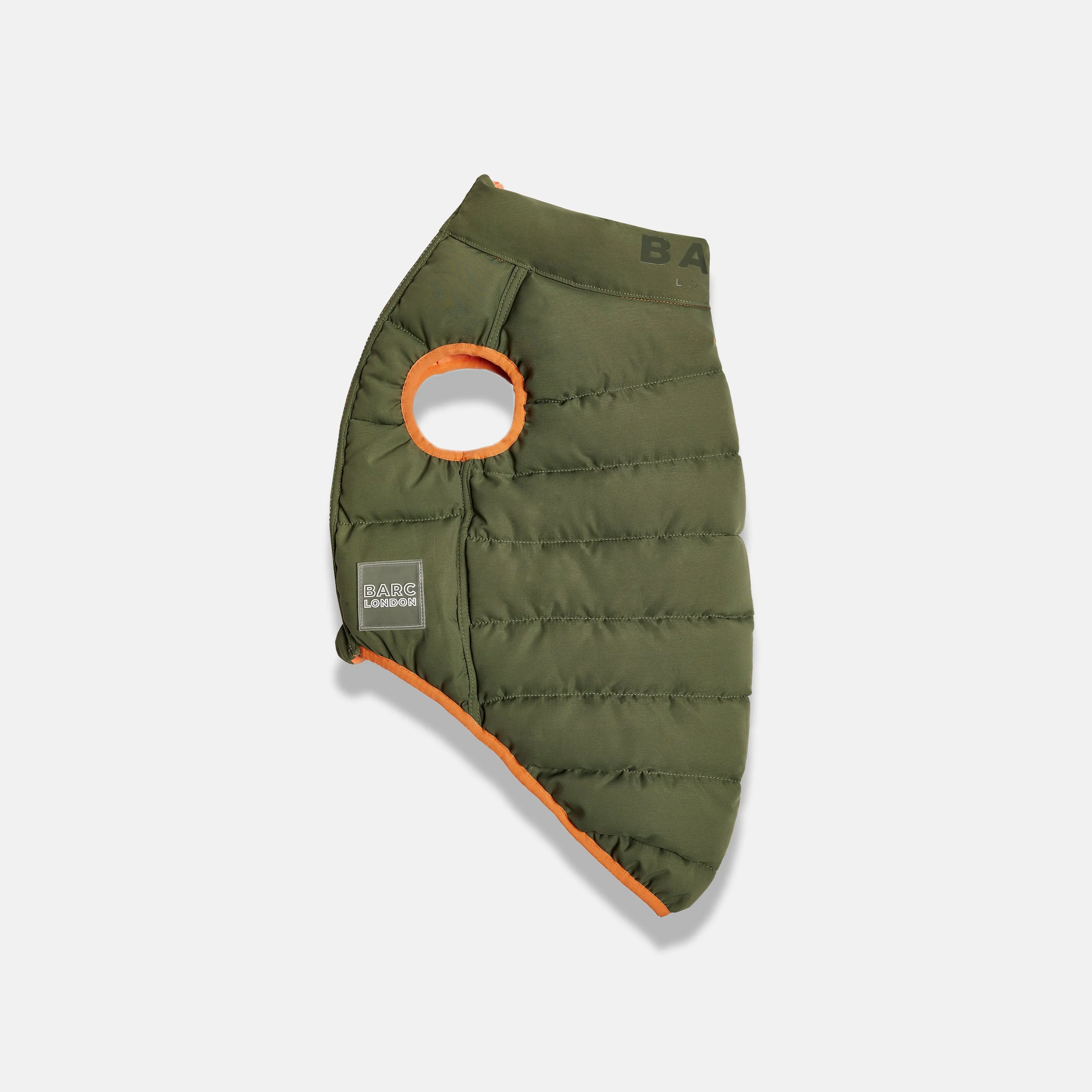 Reversible Dog Puffer Jacket: Coral & Khaki Green