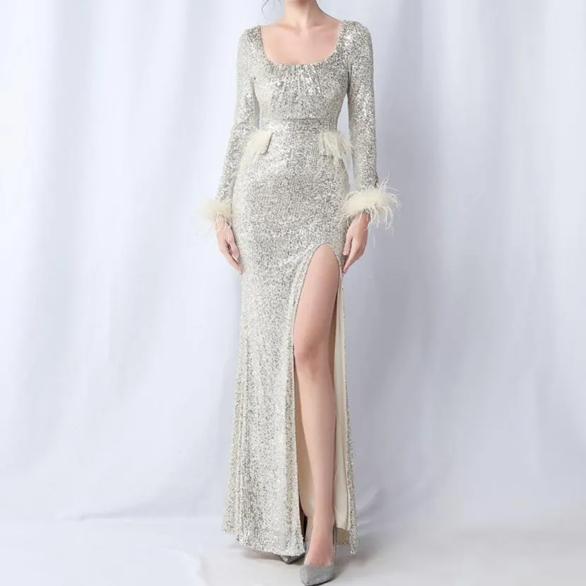 Rosemary Sequin Long Sleeve Evening Dress