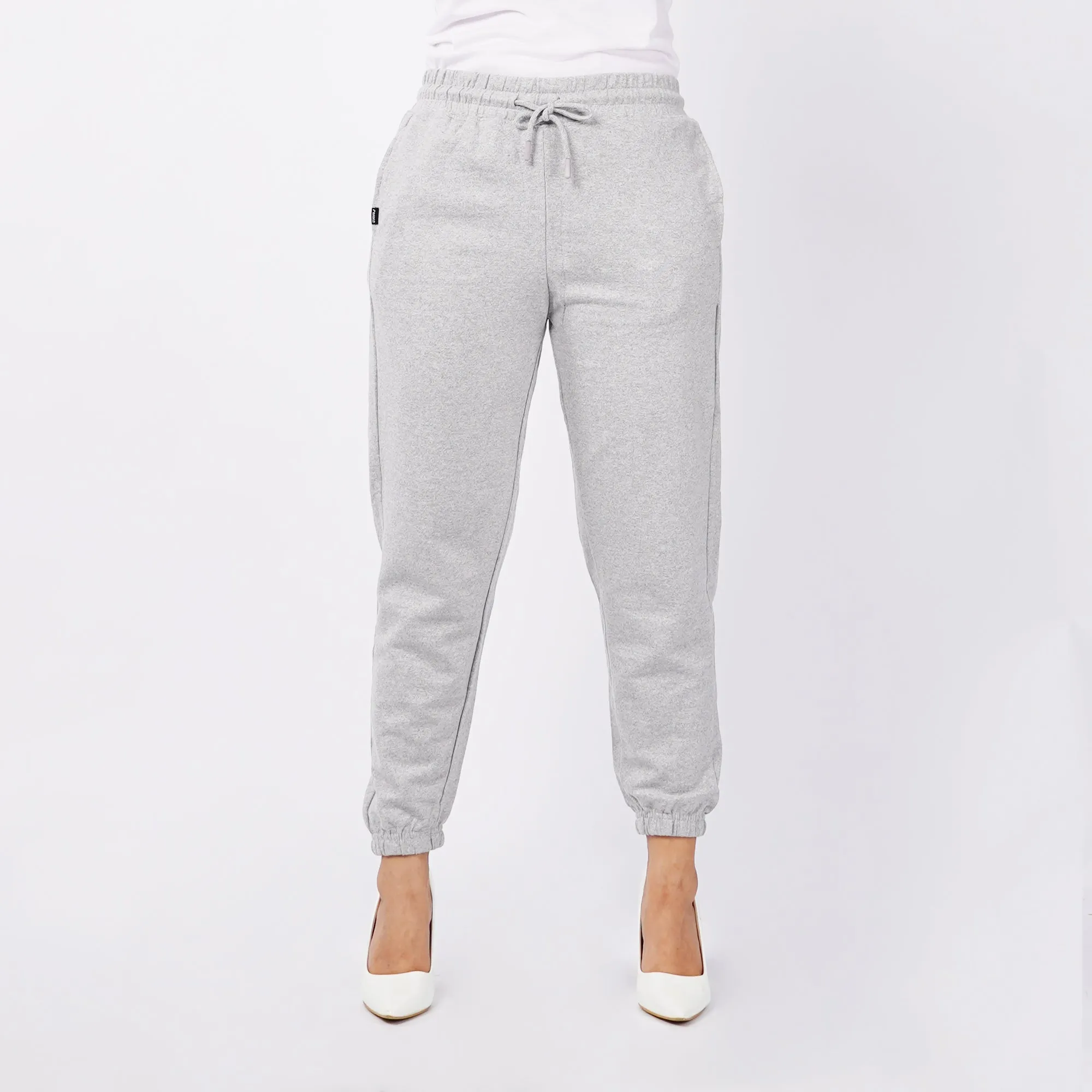 RRJ Basic Non-Denim Jogger Pants for Ladies Regular Fitting Rinse Wash Fabric Casual Pants Light Gray Jogger Pants for Ladies 154347-U (Light Gray)