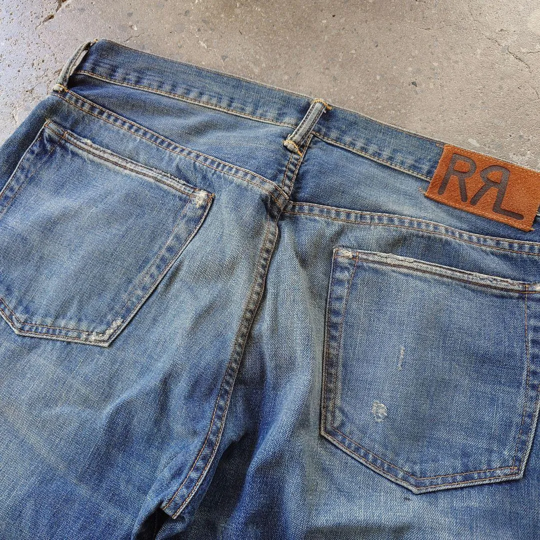 RRL slimfit jeans W34 L32スリムフィットデニム　アメリカ製　加工ジーンズ　W34 L32