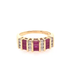 Ruby Baguette & Diamond Fashion Ring