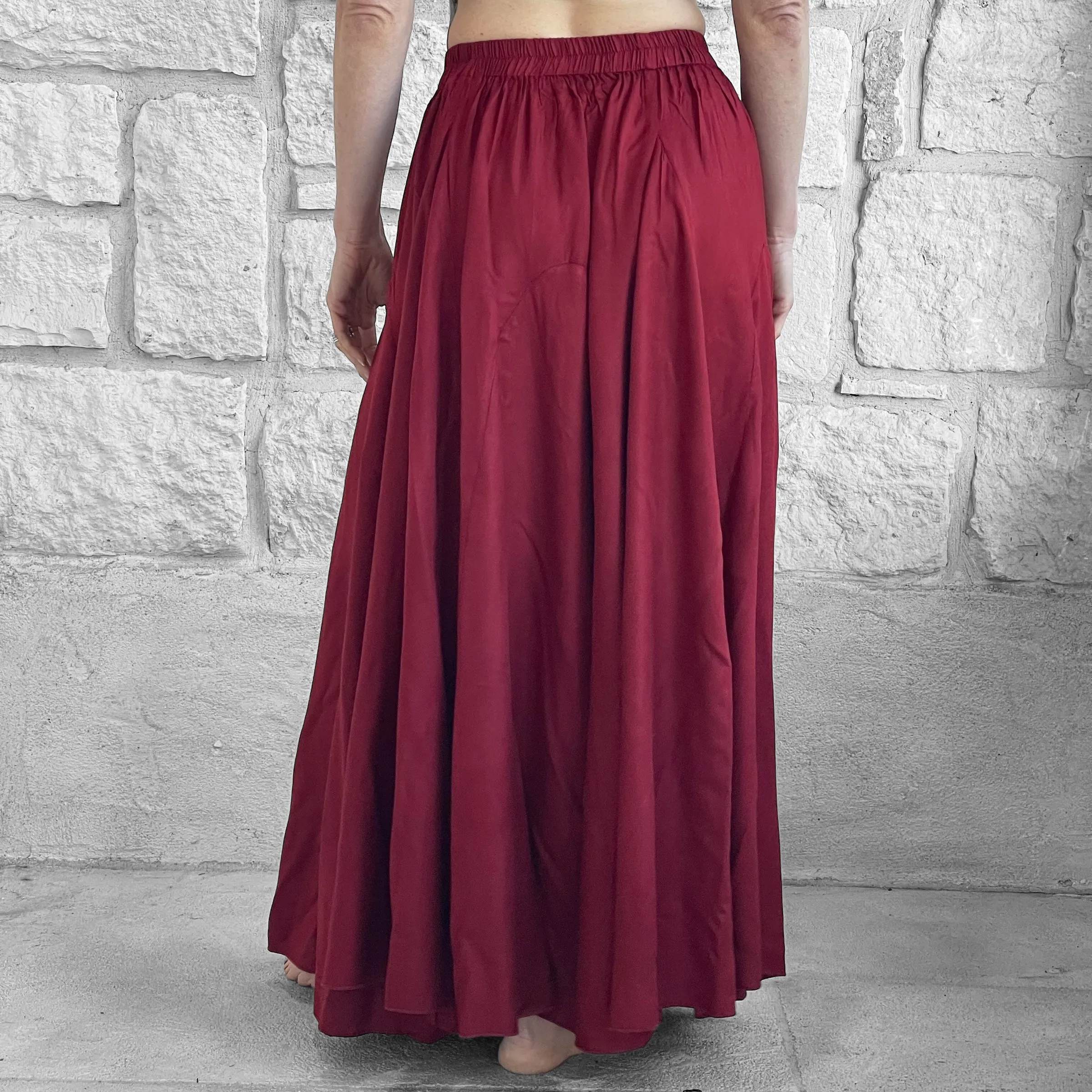 'Sadie' Long Flowing Skirt - Rayon Red