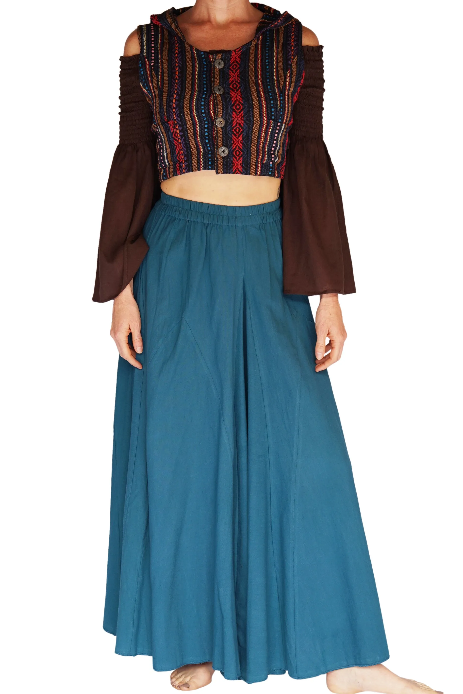 'Sadie' Renaissance Festival, Steampunk, Long Flowing Skirt - Blue