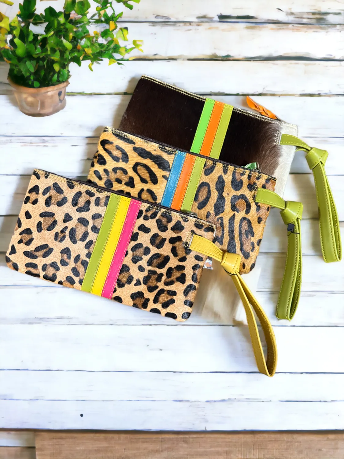 Safari Chic Leather Wristlet