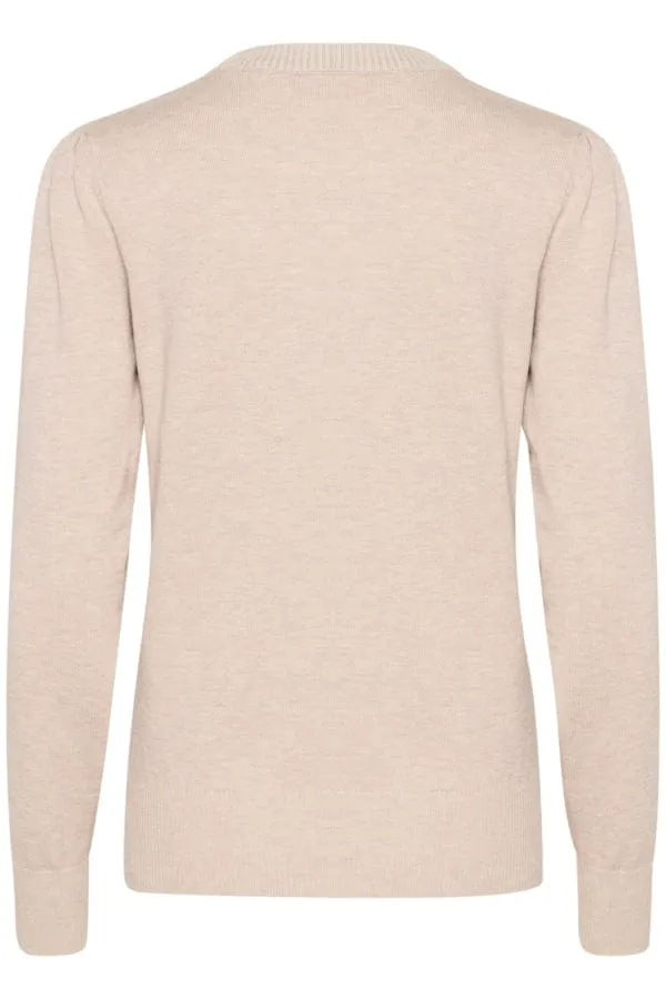 Saint Tropez Fine Crew Neck Knit Beige Melange