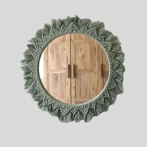 SARAS FASHION Decorative Macrame Wall Mirror, Handcrafted, 50 x 22 cm Diameter NK-03