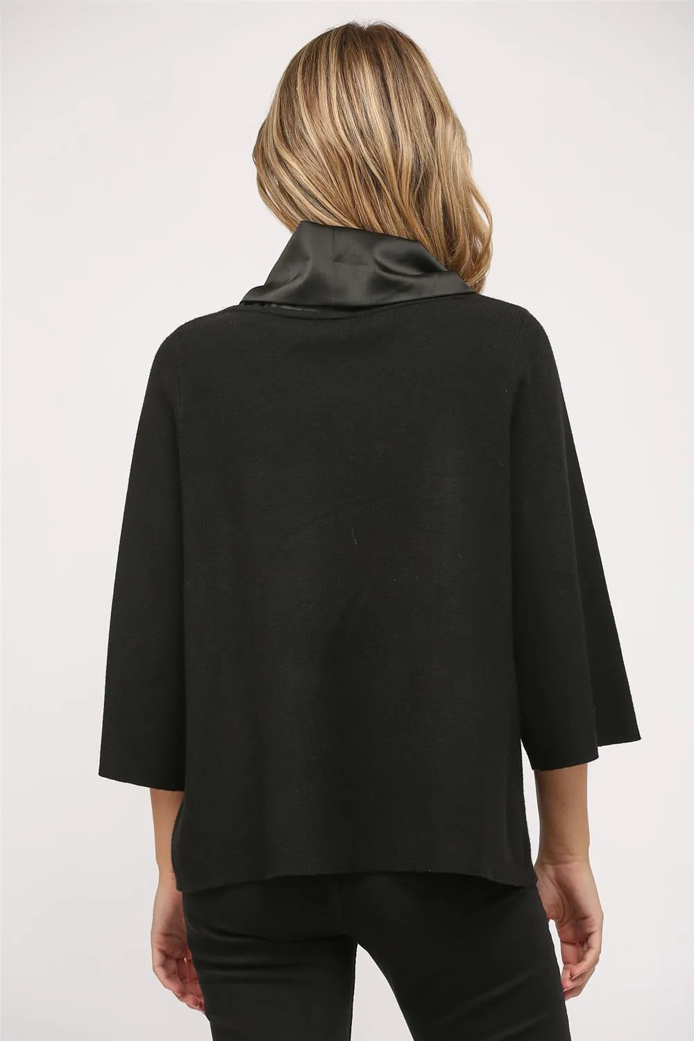 Satin Cowl Neck Bell Sleeve Sweater