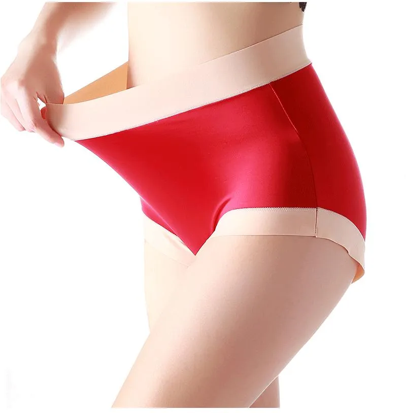 Satin large size panties female high waist color bump sexy triangle