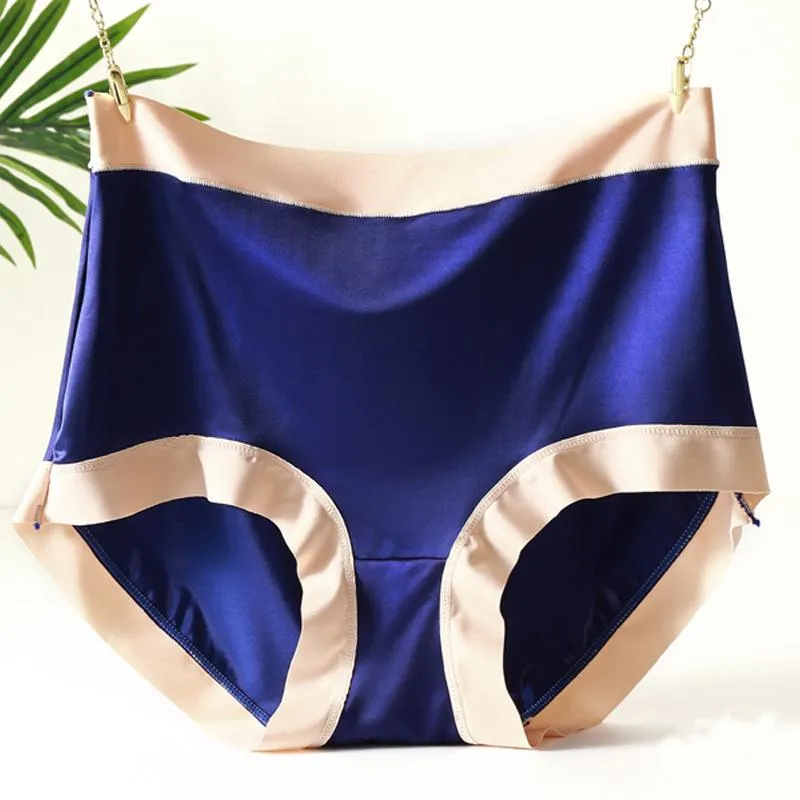 Satin large size panties female high waist color bump sexy triangle