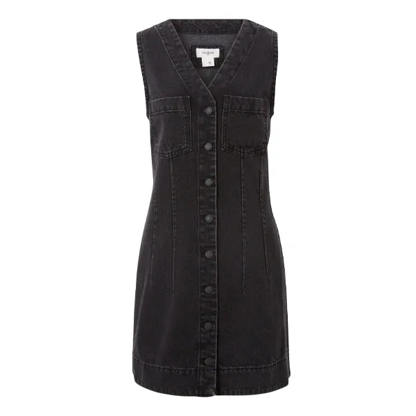 Seamed Mini Shift Dress - Washed Black