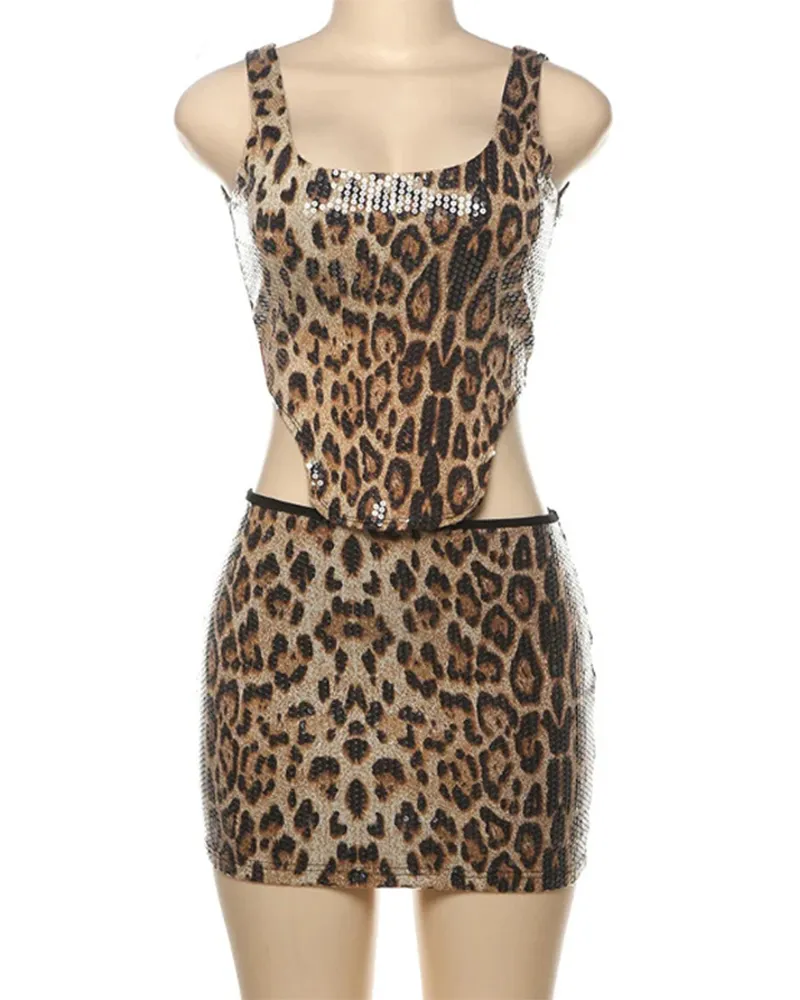 Sequinned Leopard Print Set