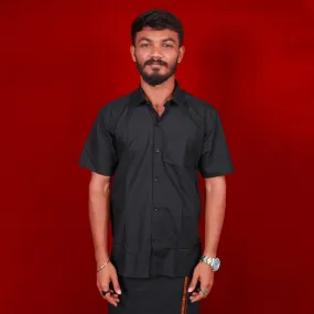 Shirt - 40 Inches | Half Sleeves Formal Shirt/ Black Colour Half Hand Casual Shirt for Men